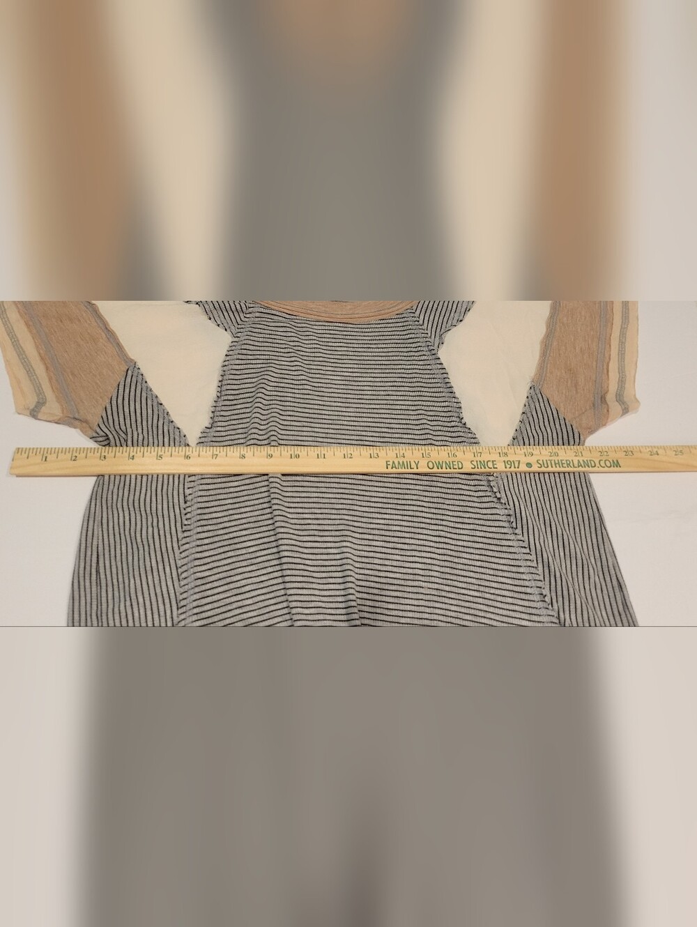 Lg BKE Raw Hemmed Short Sleeve Striped Tee in Black and Tan Accent. Worn Twice. - Picture 6 of 11